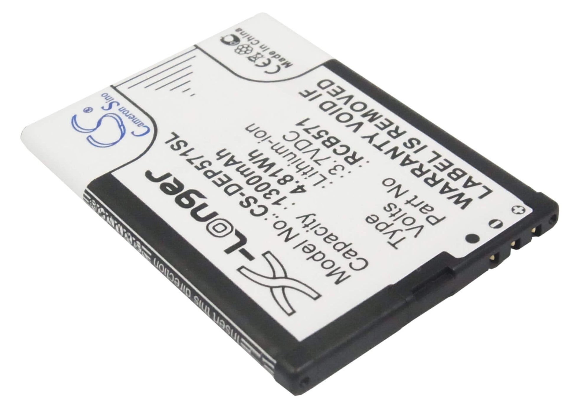 3.7V, 1300mAh, Li-ion Battery fits Brondi, Amico Chic, Amico Ci Sento, 4.81Wh