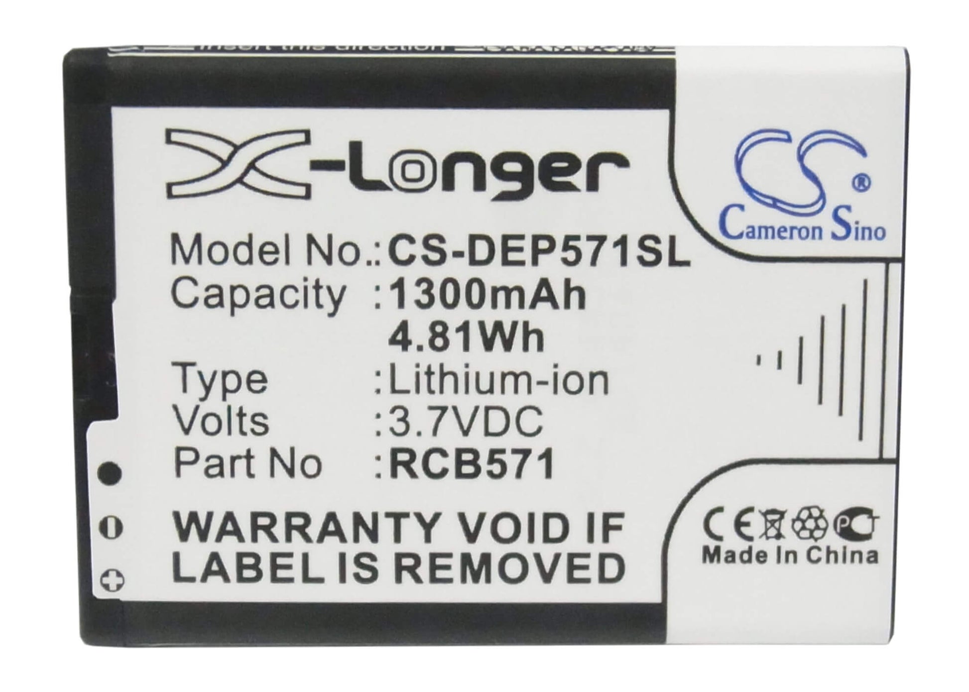 3.7V, 1300mAh, Li-ion Battery fits Winner, Wg11, Wg12, 4.81Wh