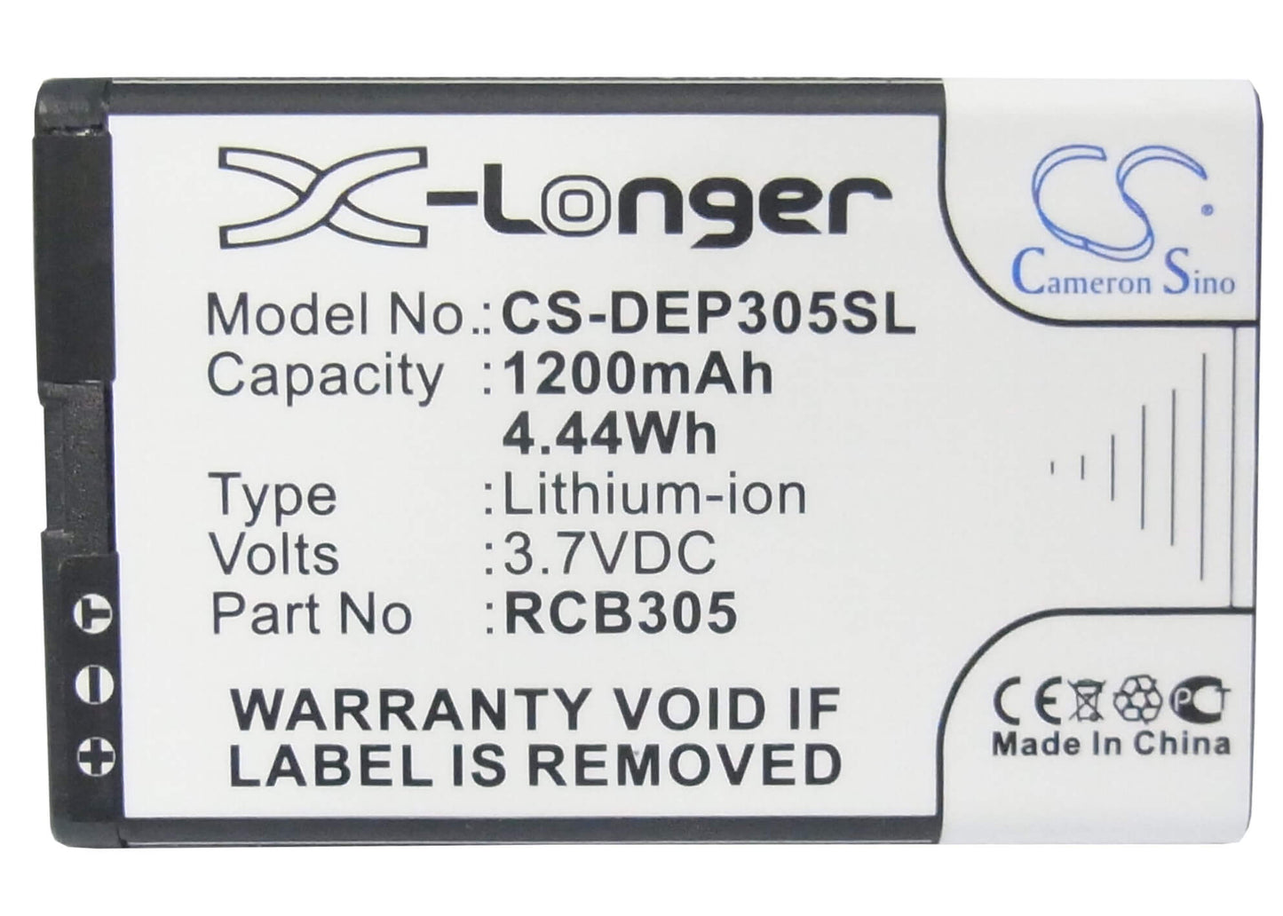 3.7V, 1200mAh, Li-ion Battery fits Doro, Primo 305, 4.44Wh