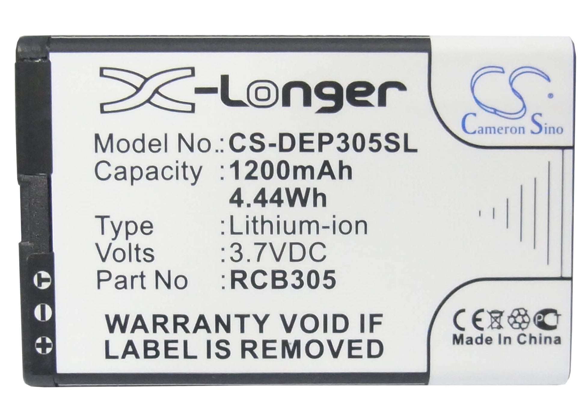 3.7V, 1200mAh, Li-ion Battery fits Doro, Primo 305, 4.44Wh
