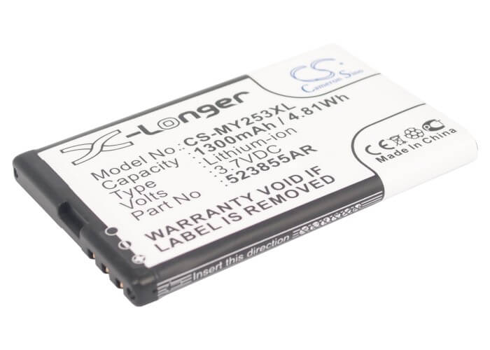 3.7V, 1300mAh, Li-ion Battery fits Sagem, 253491226, Alium, 4.81Wh