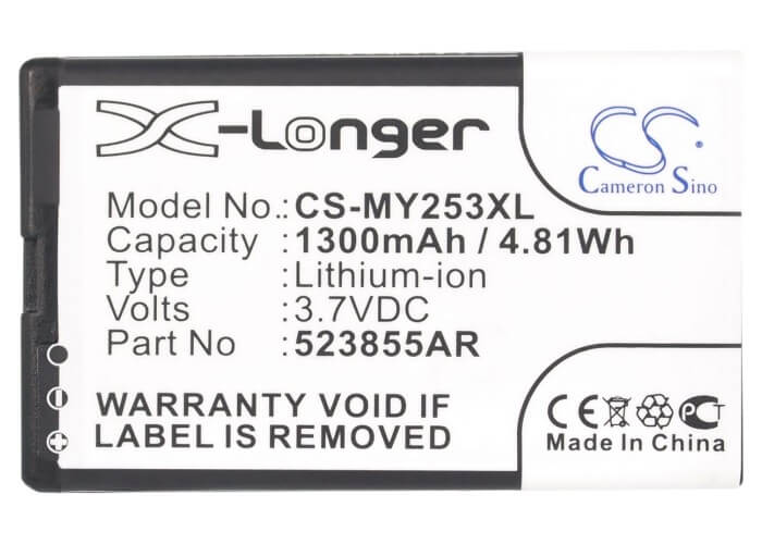 3.7V, 1300mAh, Li-ion Battery fits Sagem, 253491226, Alium, 4.81Wh