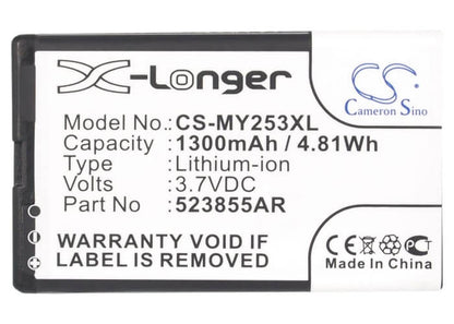 3.7V, 1300mAh, Li-ion Battery fits Sagem, 253491226, Alium, 4.81Wh