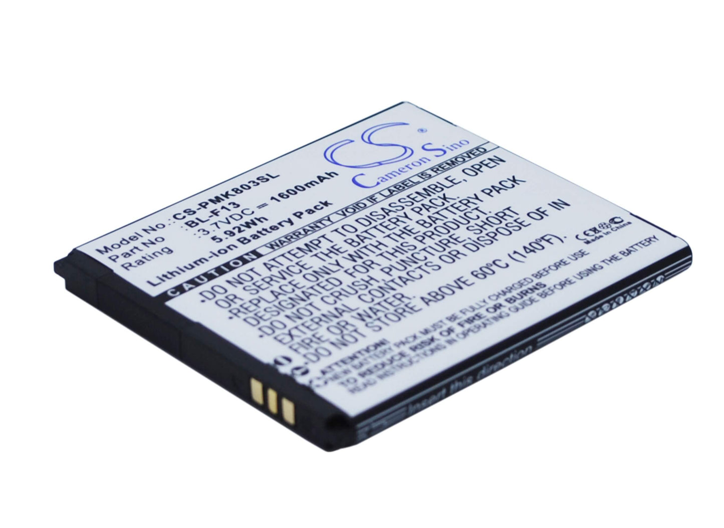 3.7V, 1600mAh, Li-ion Battery fits Phicomm, I803, 5.92Wh