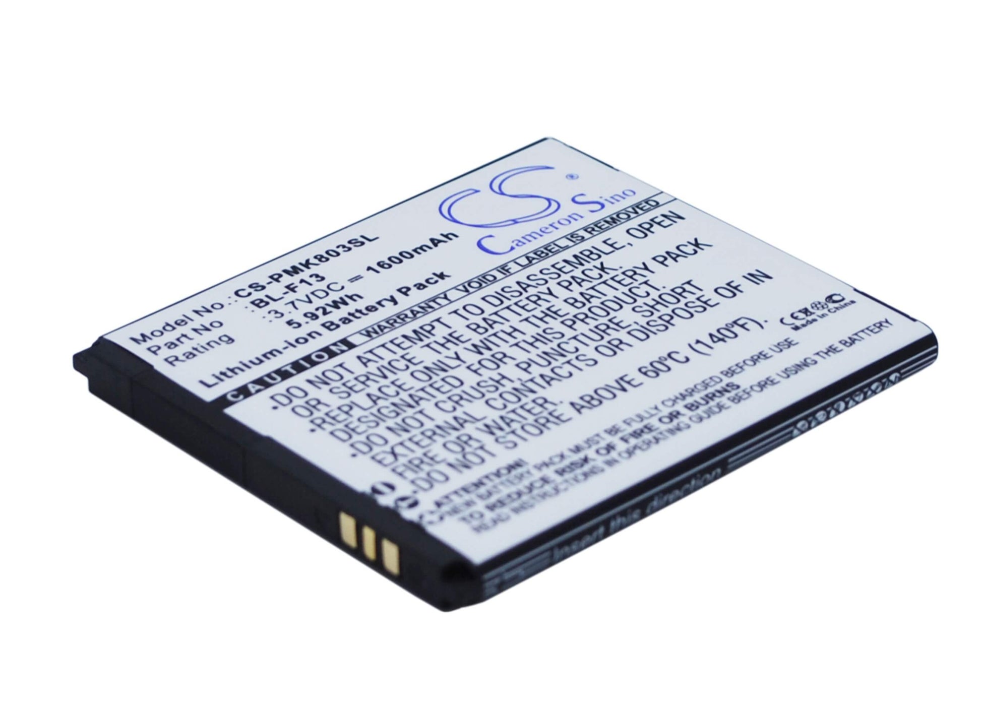3.7V, 1600mAh, Li-ion Battery fits Phicomm, I803, 5.92Wh