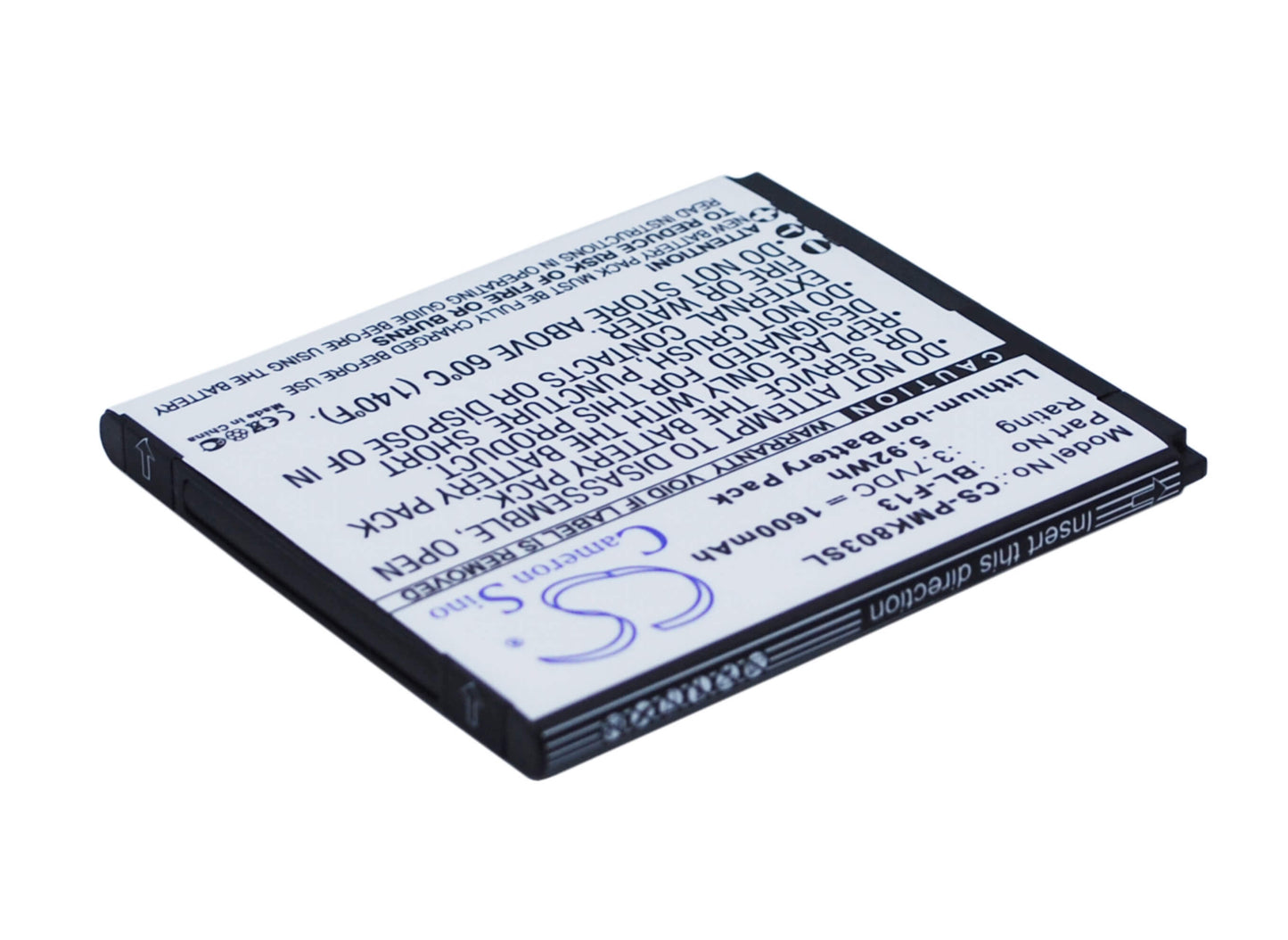 3.7V, 1600mAh, Li-ion Battery fits Phicomm, I803, 5.92Wh