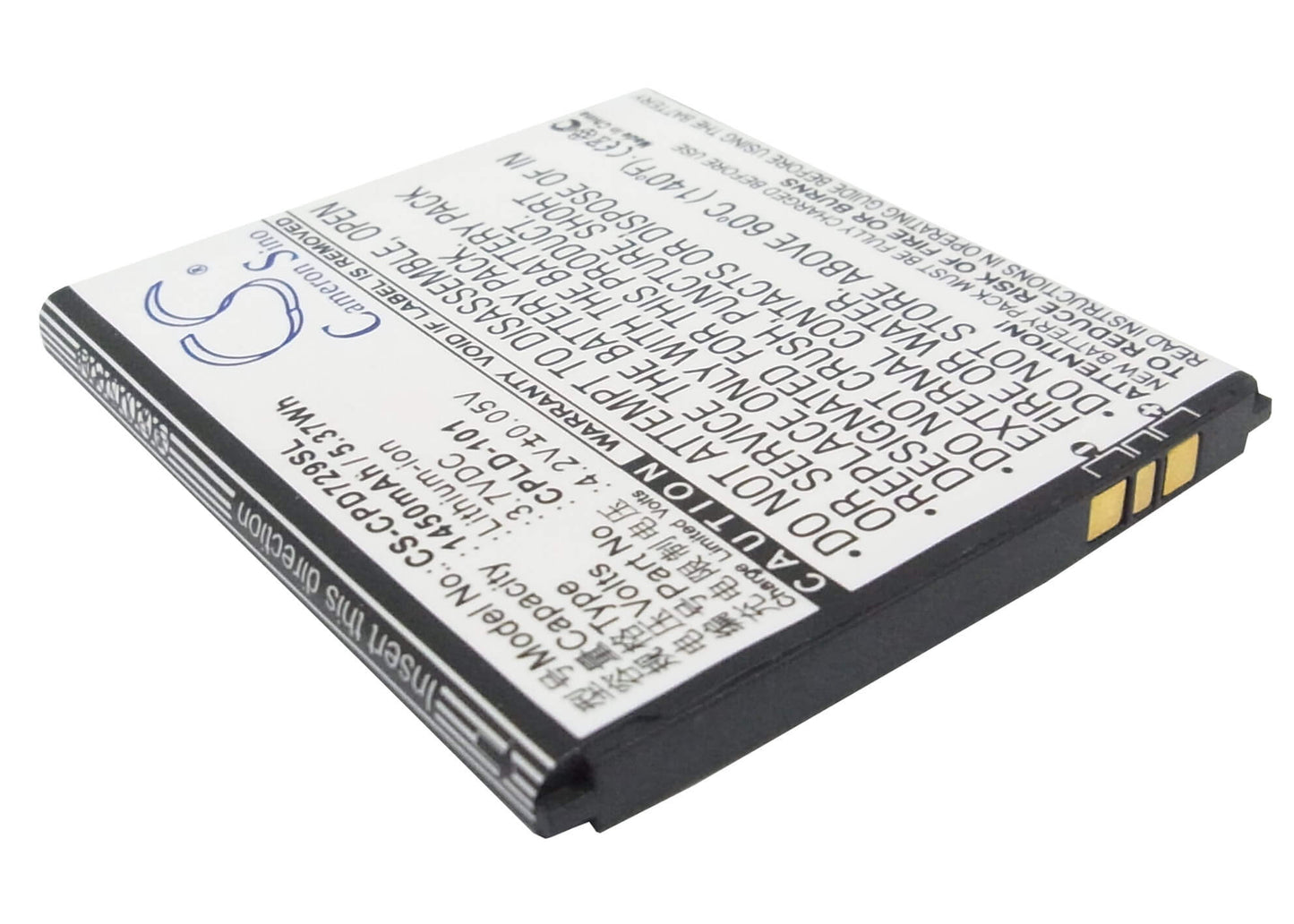 3.7V, 1450mAh, Li-ion Battery fits Coolpad, 7290, 5.365Wh
