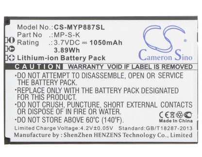 3.7V, 1050mAh, Li-ion Battery fits Myphone, 8870, 3.885Wh