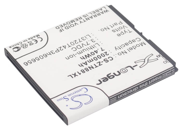3.7V, 2000mAh, Li-ion Battery fits Zte, Blade G2, N881f, 7.4Wh