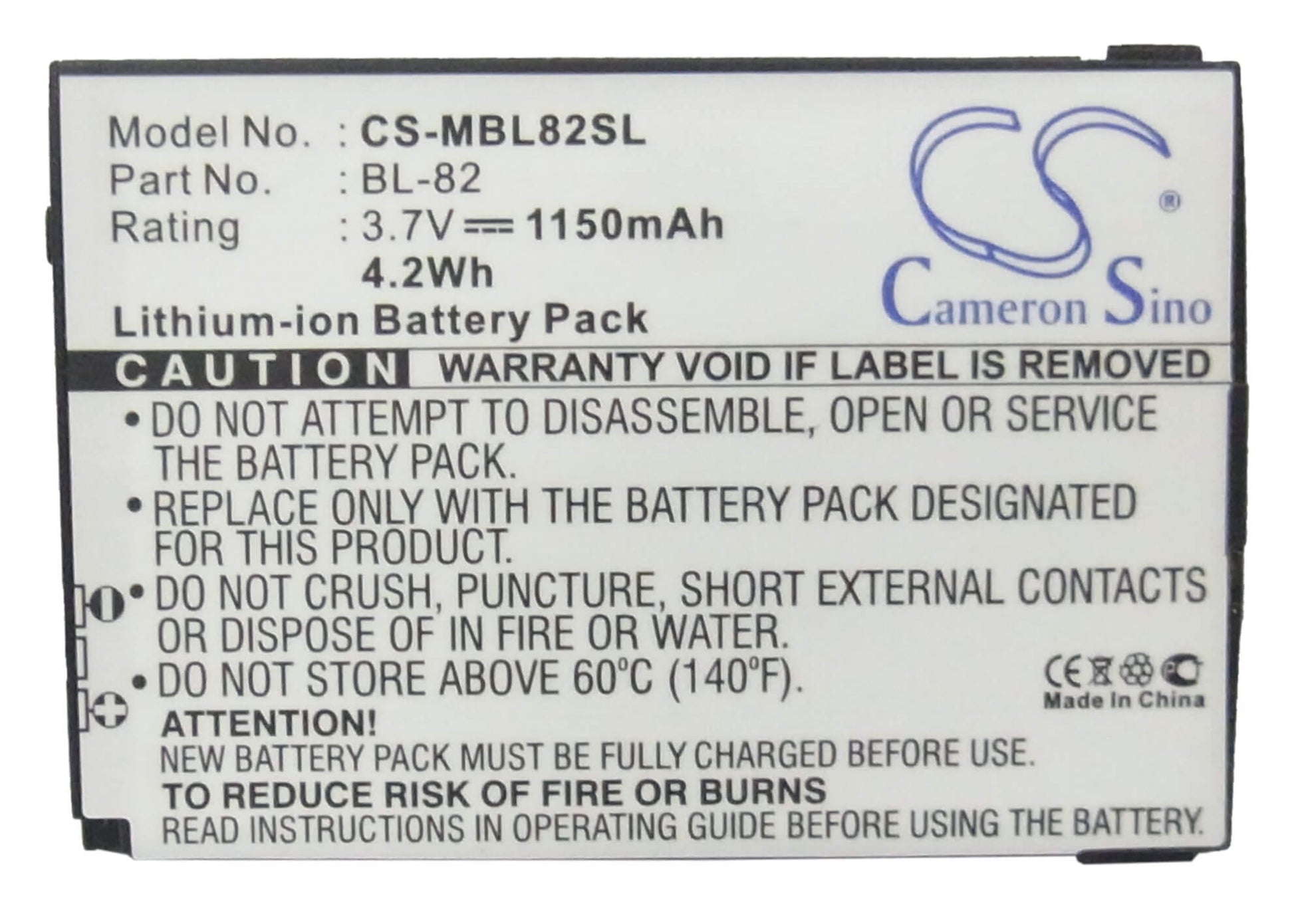 3.7V, 1150mAh, Li-ion Battery fits I-mobile, 2206, 4.255Wh
