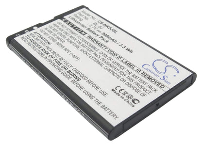 3.7V, 900mAh, Li-ion Battery fits Nokia, 5230, 5800, 3.33Wh