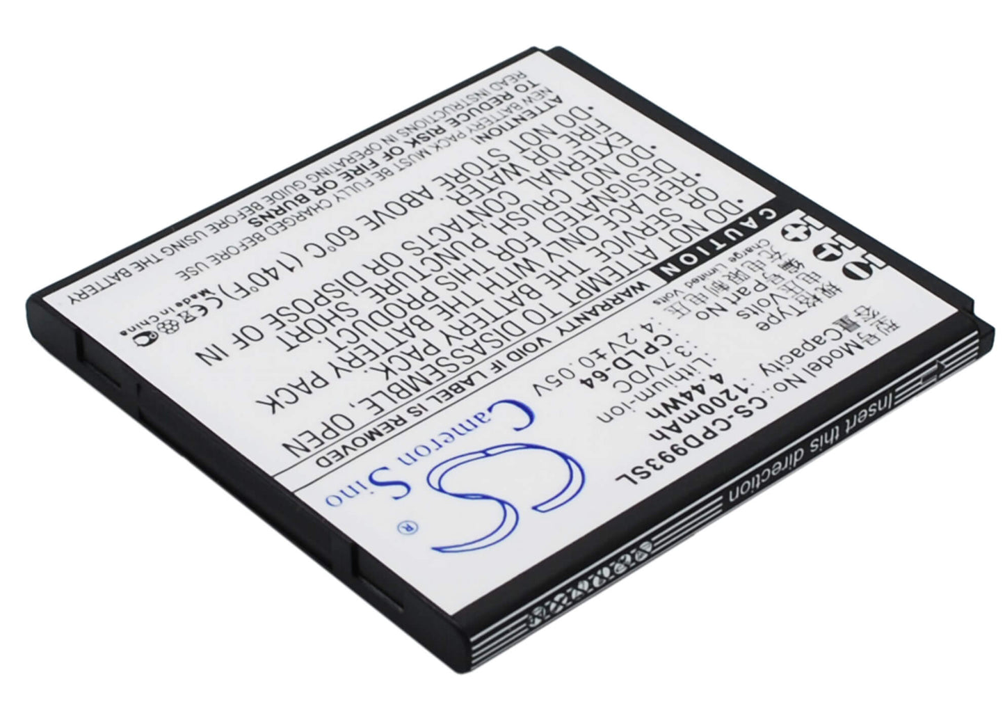 3.7V, 1200mAh, Li-ion Battery fits Coolpad, 9930, W702, 4.44Wh