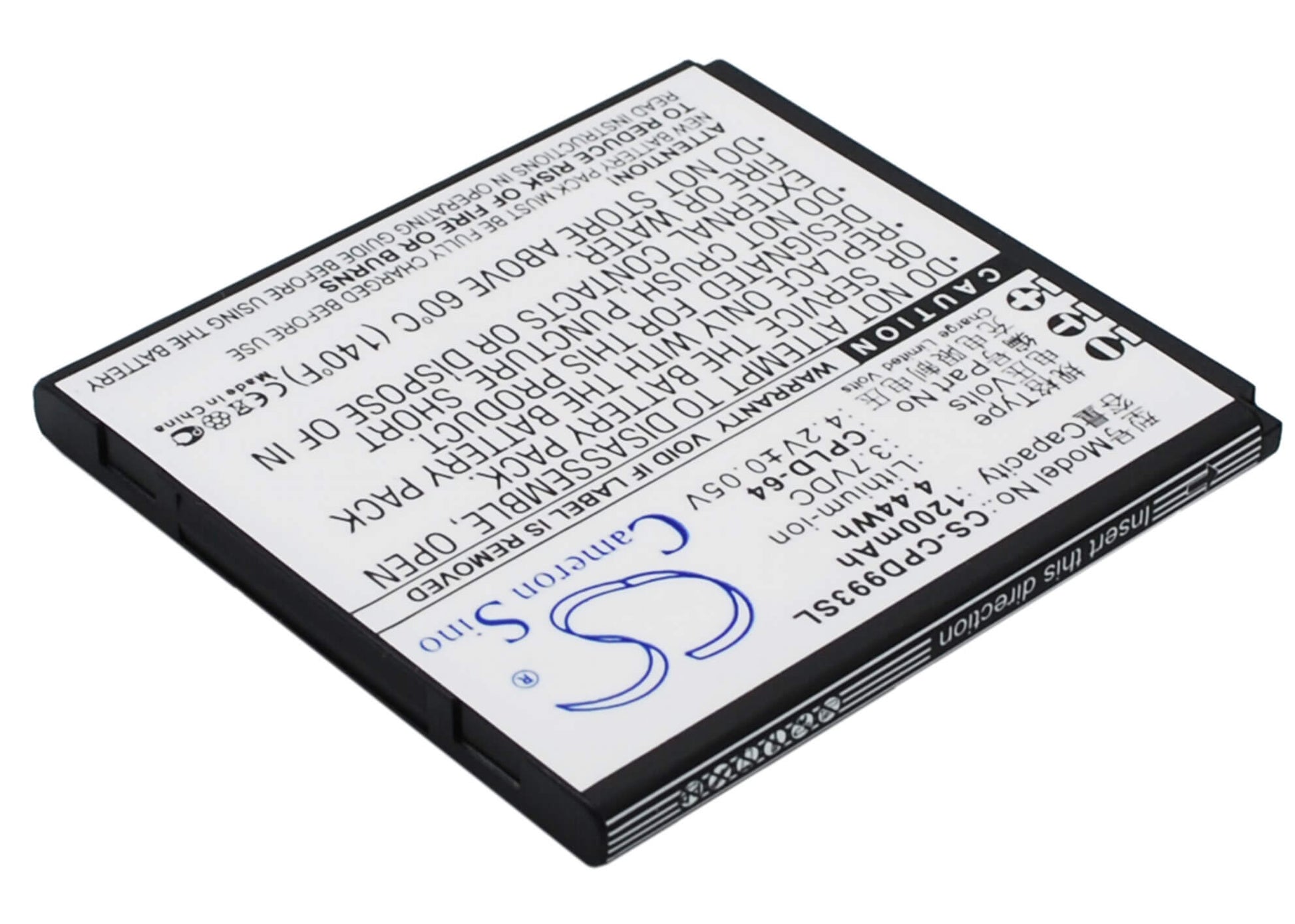 3.7V, 1200mAh, Li-ion Battery fits Coolpad, 9930, W702, 4.44Wh