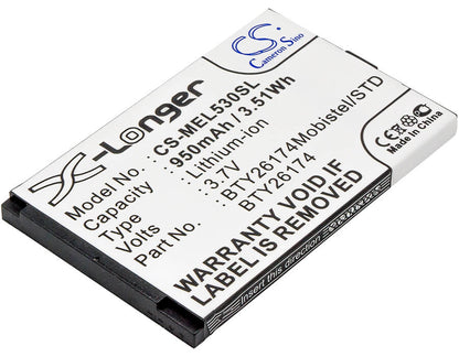 3.7V, 950mAh, Li-ion Battery fits Mobistel, El530, El530 Dual, 3.515Wh