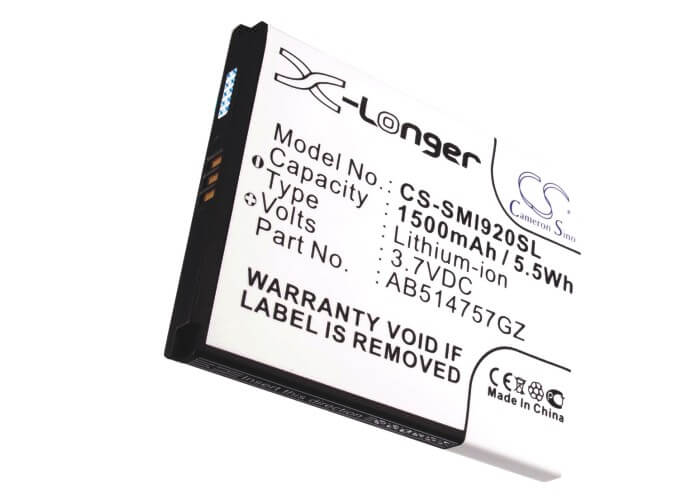 3.7V, 1500mAh, Li-ion Battery fits Samsung, Sch-i920, Sch-i920 Omnia Ii, 5.55Wh