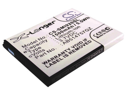 3.7V, 1500mAh, Li-ion Battery fits Verizon, Sch-i920, Sch-i920v, 5.55Wh