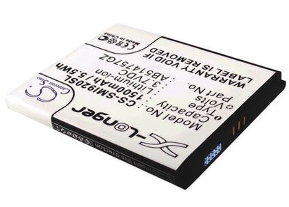 3.7V, 1500mAh, Li-ion Battery fits Verizon, Sch-i920, Sch-i920v, 5.55Wh