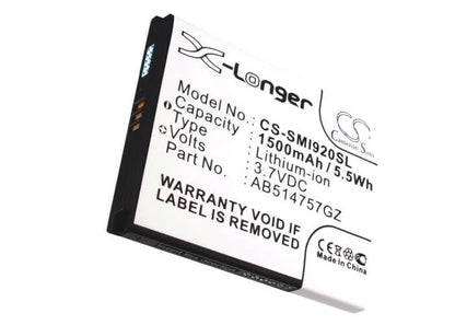3.7V, 1500mAh, Li-ion Battery fits Verizon, Sch-i920, Sch-i920v, 5.55Wh