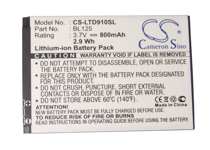 3.7V, 1000mAh, Li-ion Battery fits Lenovo, A910, P650wg, 3.7Wh