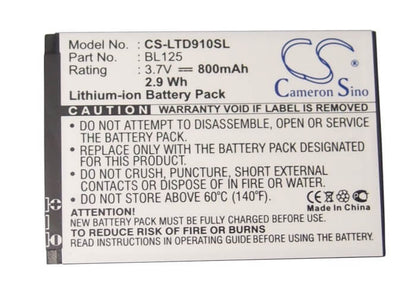 3.7V, 1000mAh, Li-ion Battery fits Lenovo, A910, P650wg, 3.7Wh