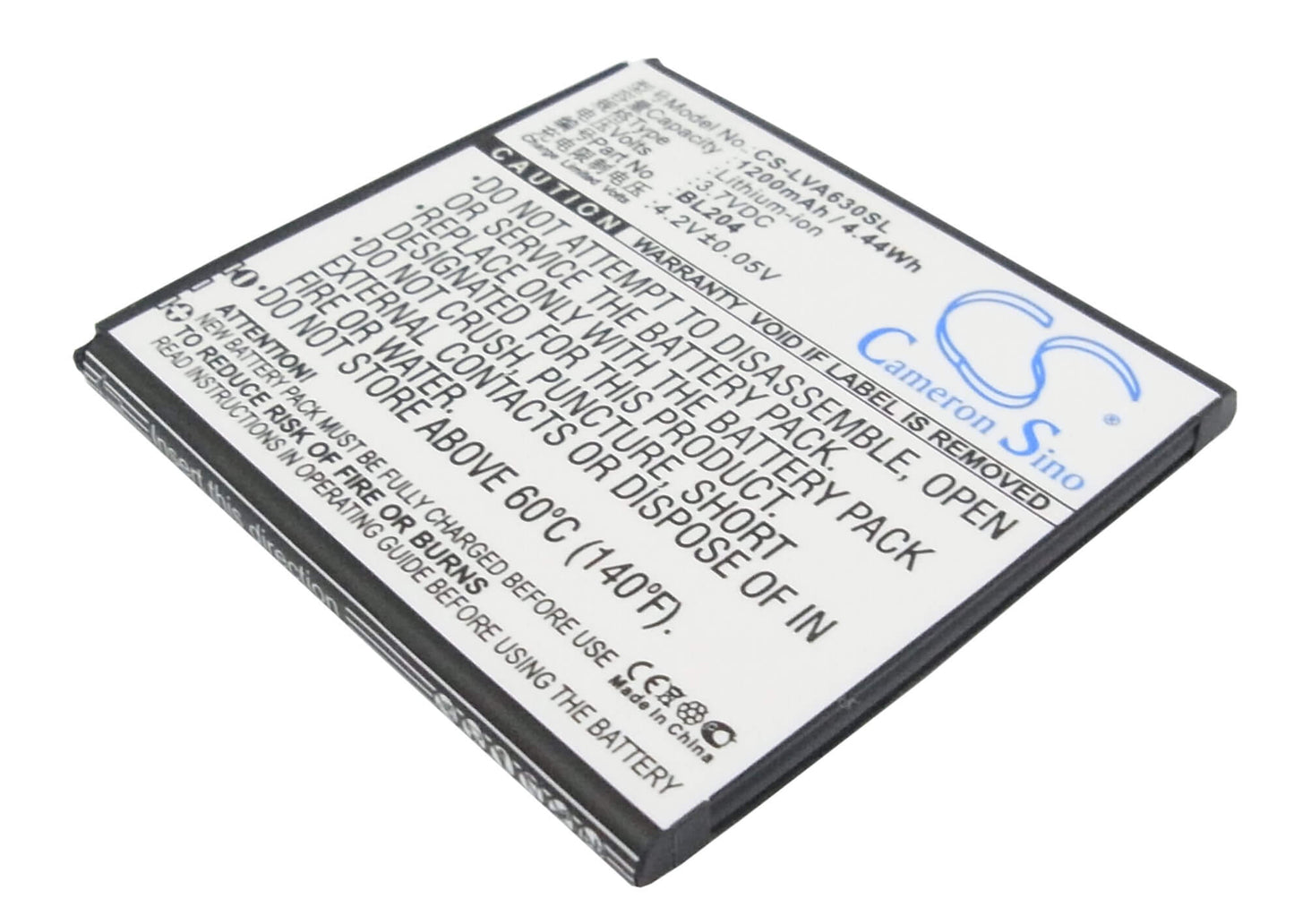 3.7V, 1200mAh, Li-ion Battery fits Lenovo, A586, A630t, 4.44Wh
