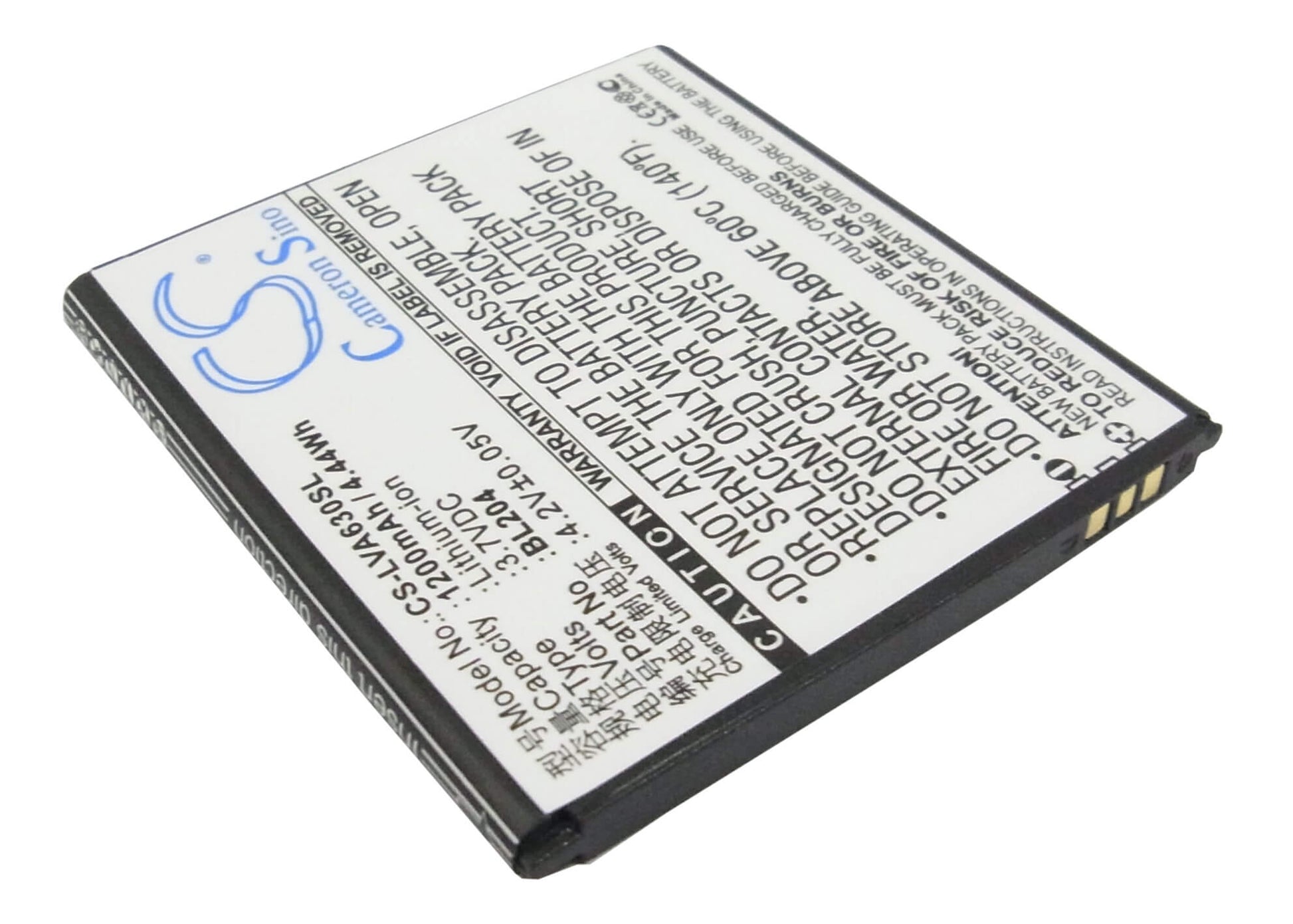 3.7V, 1200mAh, Li-ion Battery fits Lenovo, A586, A630t, 4.44Wh