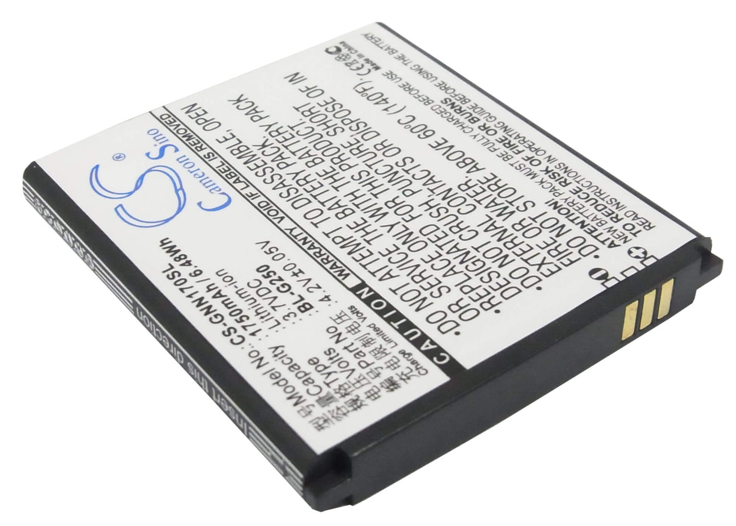 3.7V, 1750mAh, Li-ion Battery fits Gionee, Gn170, 6.475Wh