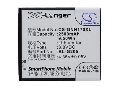 3.8V, 2500mAh, Li-ion Battery fits Gionee, Gn170, 9.5Wh