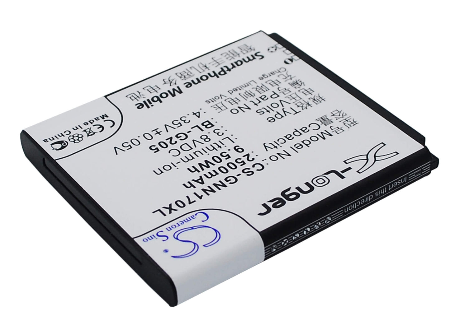 3.8V, 2500mAh, Li-ion Battery fits Gionee, Gn170, 9.5Wh
