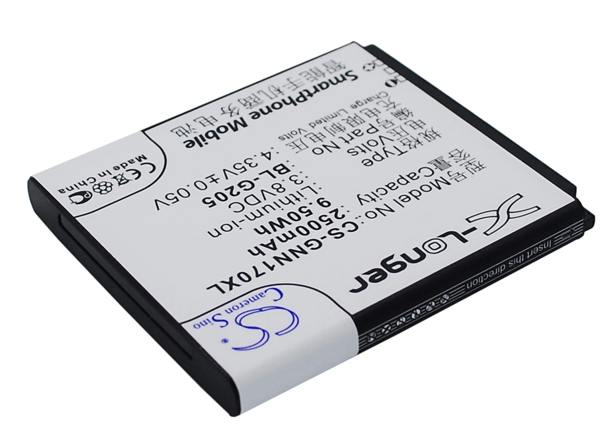 3.8V, 2500mAh, Li-ion Battery fits Gionee, Gn170, 9.5Wh