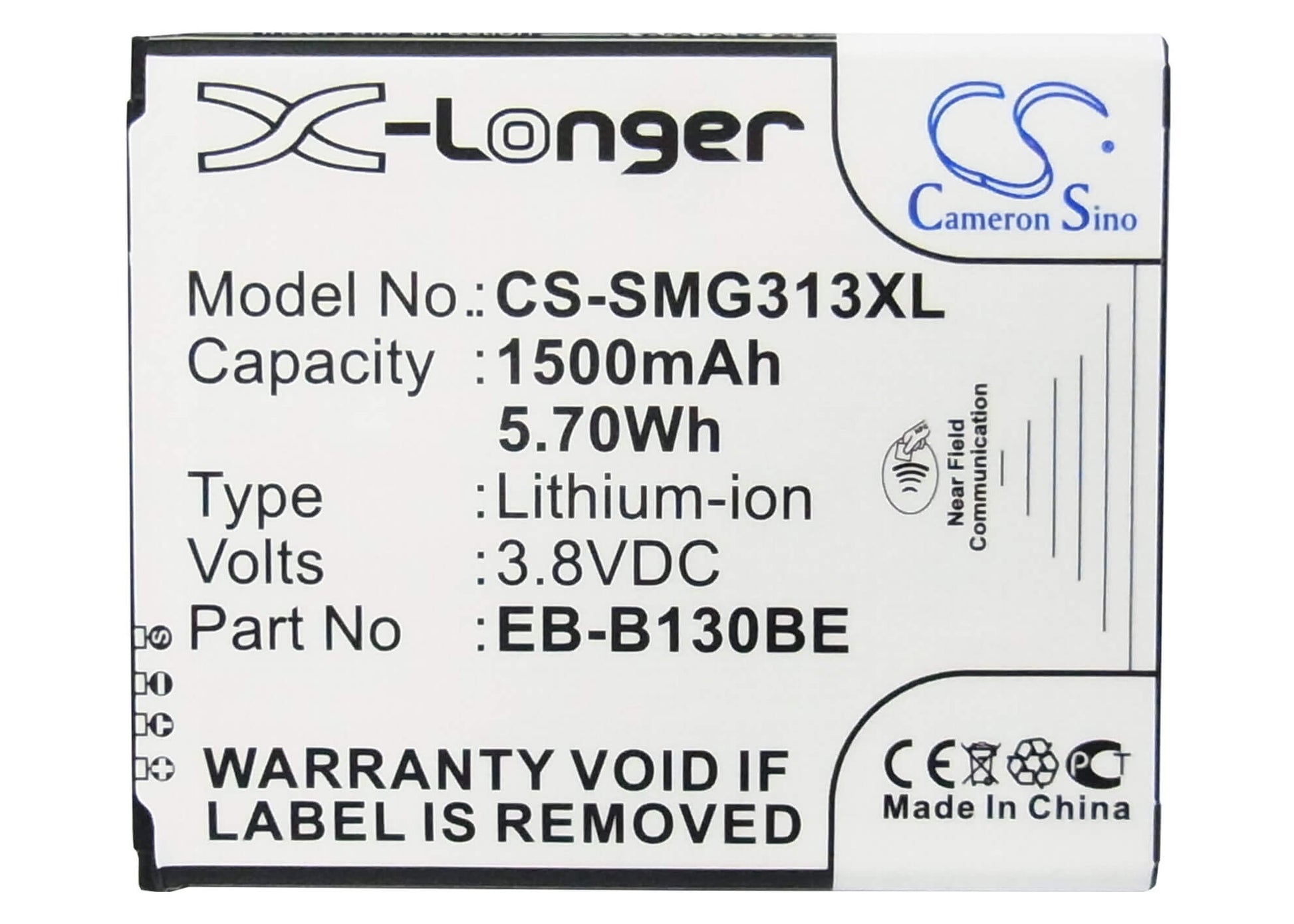 CS-SMG313XL, Mobile, Smartphone 3.8V, 1500mAh, Li-ion Battery fits Samsung, Galaxy Ace 4 3g, Galaxy Ace Nxt, 5.7Wh