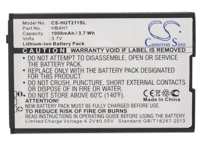 3.7V, 1000mAh, Li-ion Battery fits Coolpad, F61, 3.7Wh