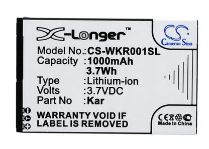 3.7V, 1000mAh, Li-ion Battery fits Wiko, Fiji, Kar, 3.7Wh