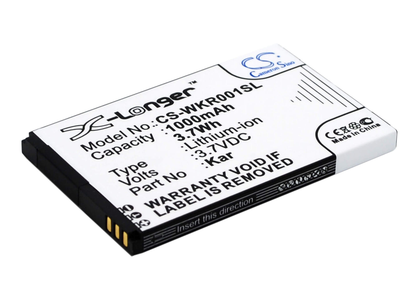 3.7V, 1000mAh, Li-ion Battery fits Wiko, Fiji, Kar, 3.7Wh