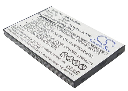3.7V, 750mAh, Li-ion Battery fits Huawei, Cricket J88b, Ez Cricket J88, 2.775Wh