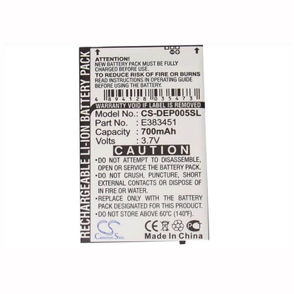 3.7V, 700mAh, Li-ion Battery fits Itt, Easy Project, Easy5, 2.59Wh