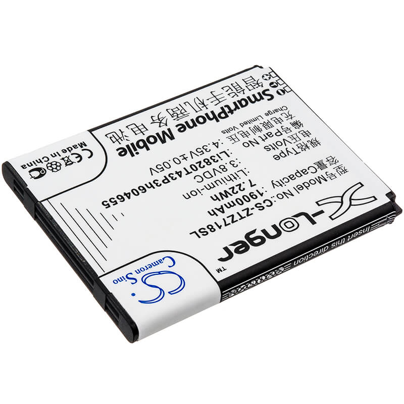 3.8V, 1900mAh, Li-ion Battery fits Zte, Jasper, Jasper Lte, 7.22Wh