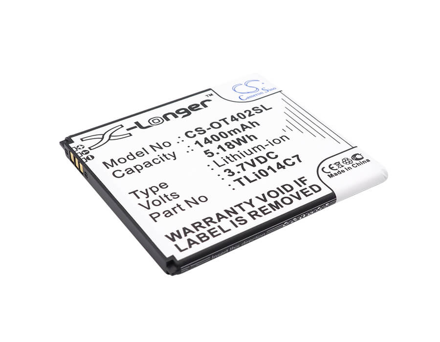 3.7V, 1400mAh, Li-ion Battery fits Alcatel, One Touch Pixi First, Ot-4024, 5.18Wh