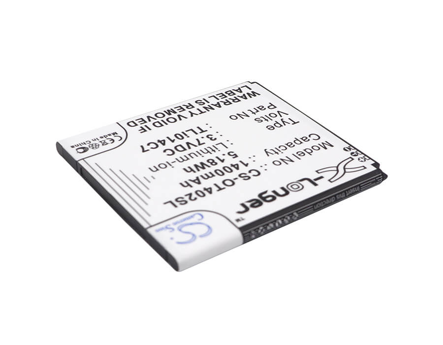 3.7V, 1400mAh, Li-ion Battery fits Alcatel, One Touch Pixi First, Ot-4024, 5.18Wh