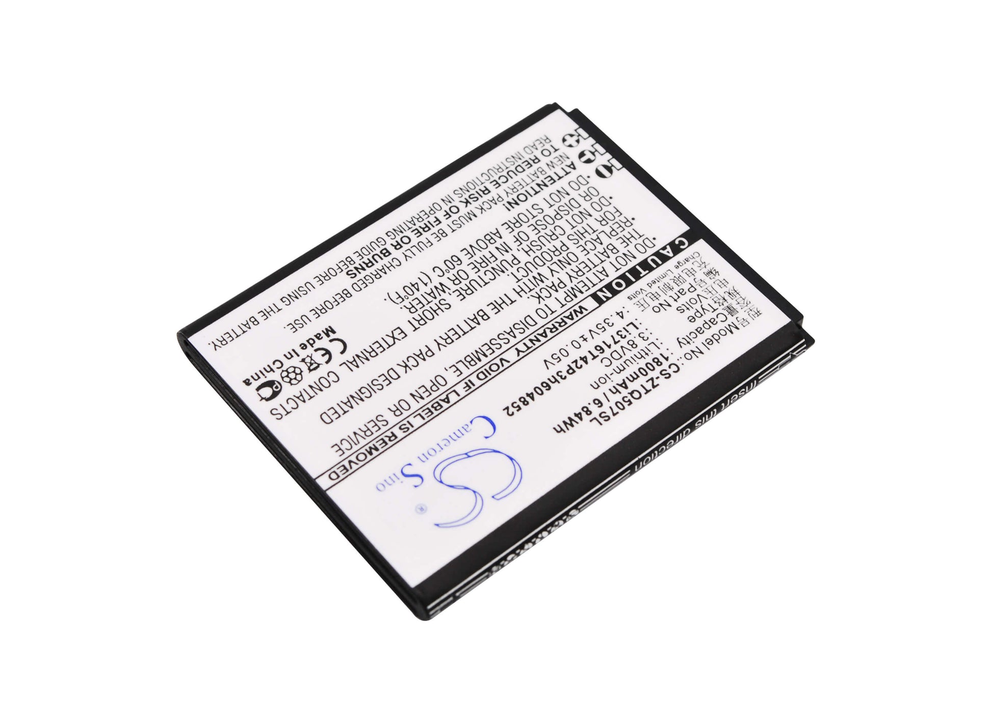 3.8V, 1800mAh, Li-ion Battery fits Zte, Q507t, 6.84Wh