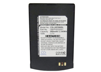 3.7V, 800mAh, Li-ion Battery fits Lg, Ke590, 2.96Wh