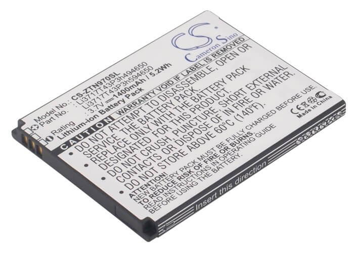 3.7V, 1400mAh, Li-ion Battery fits Amazing, A2, 5.18Wh