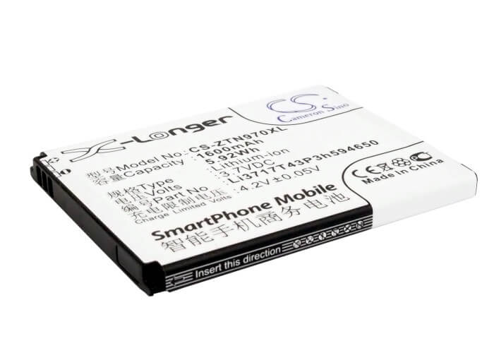 3.7V, 1600mAh, Li-ion Battery fits Amazing, A2, 5.92Wh