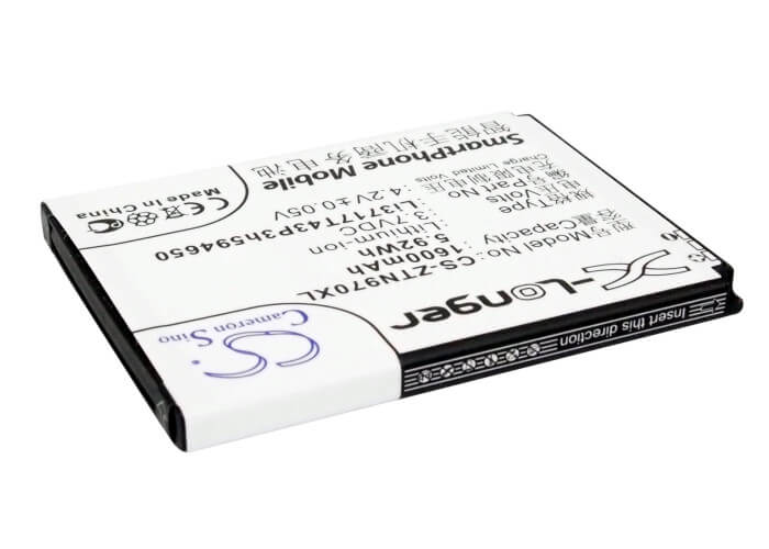 3.7V, 1600mAh, Li-ion Battery fits Net10, Savvy, Z750, 5.92Wh