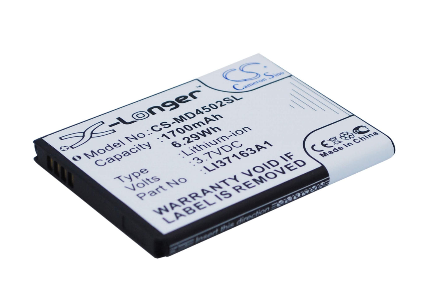 3.7V, 1700mAh, Li-ion Battery fits Medion, Life E4502, Life P4013, 6.29Wh