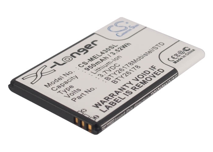 3.7V, 950mAh, Li-ion Battery fits Mobistel, El430, El430 Dual, 3.515Wh