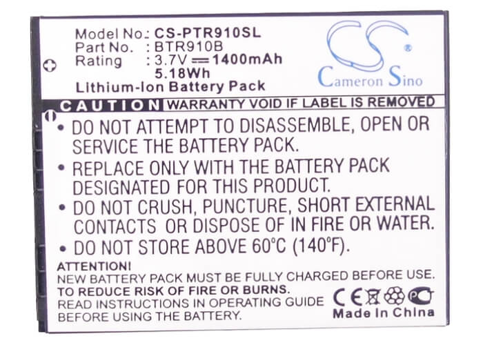 3.7V, 1400mAh, Li-ion Battery fits Pantech, Adr910l, Adr910lvw, 5.18Wh