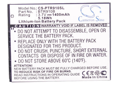 3.7V, 1400mAh, Li-ion Battery fits Pantech, Adr910l, Adr910lvw, 5.18Wh