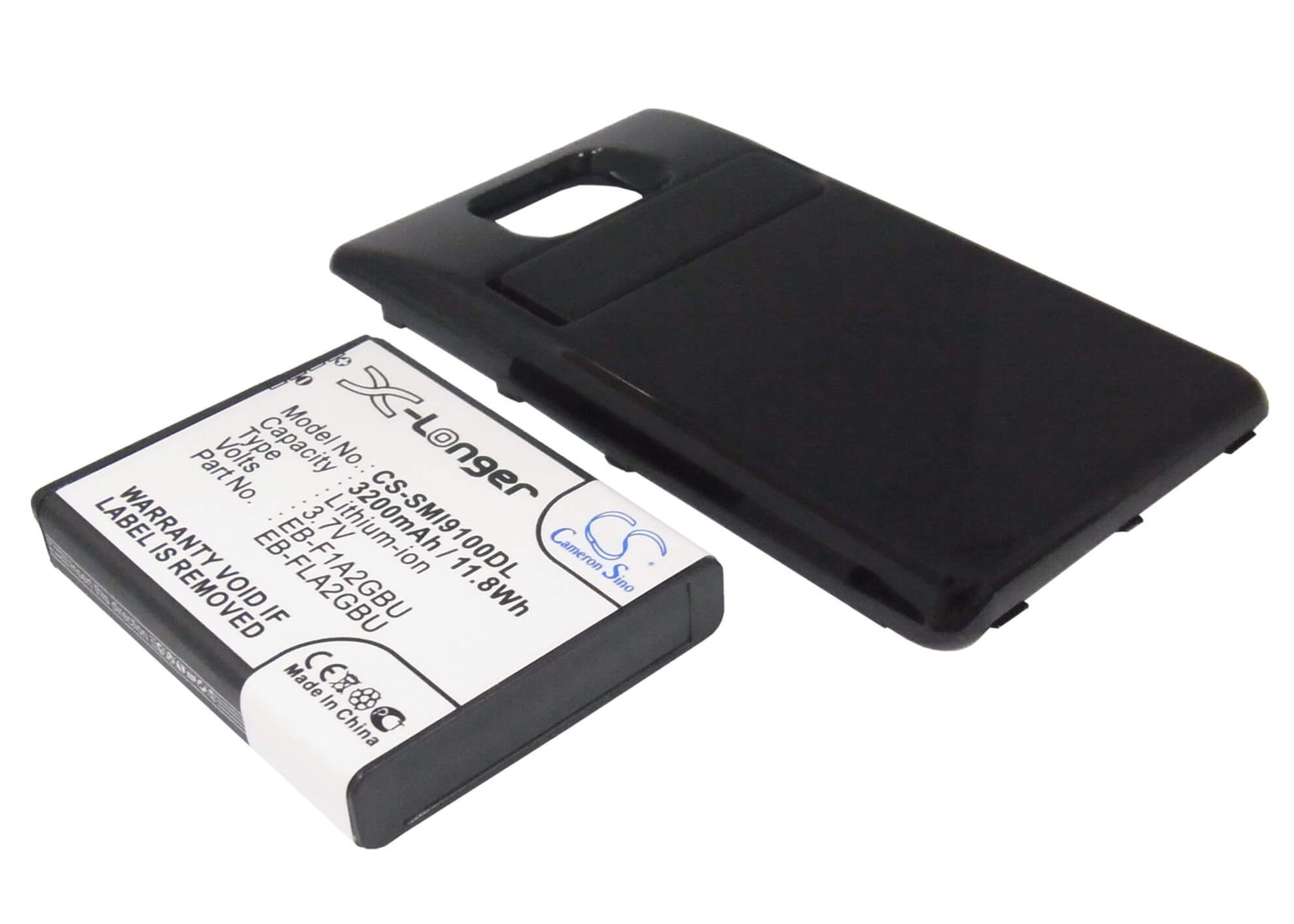 Black, 3.7V, 3200mAh, Li-ion Battery fits Samsung, Galaxy S Ii, Galaxy S2, 11.84Wh