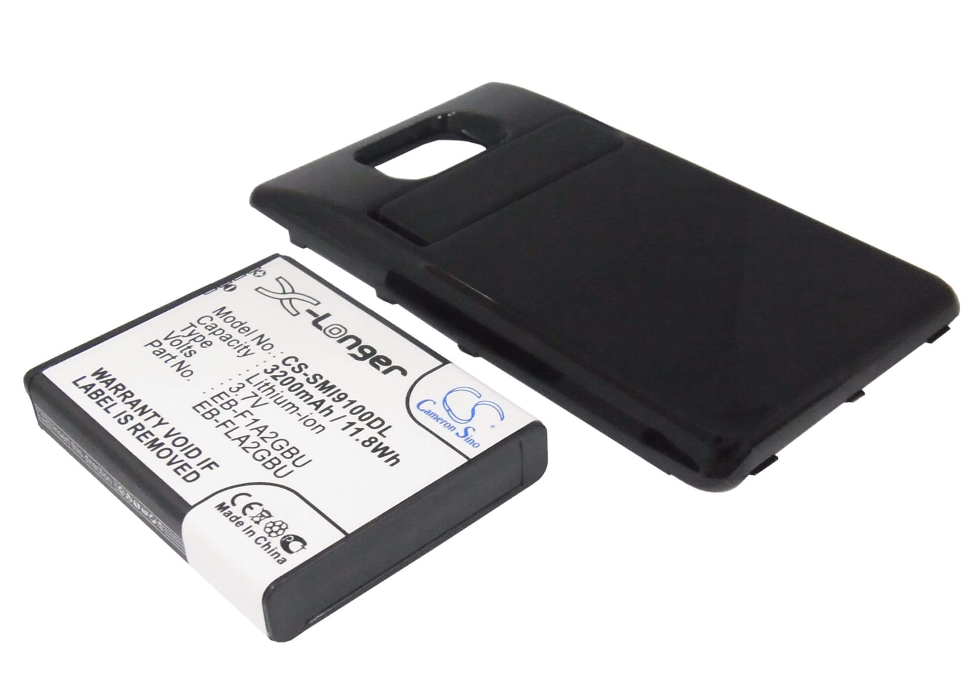 Black, 3.7V, 3200mAh, Li-ion Battery fits Samsung, Galaxy S Ii, Galaxy S2, 11.84Wh
